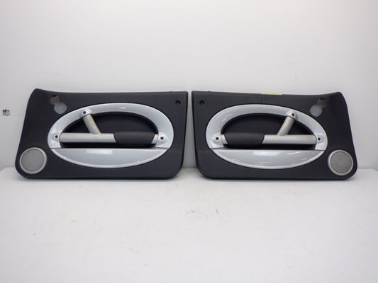 Mini Cooper Door Panel Pair Panther Black w/Silver Trim H/K 02-04 R50 R53 336