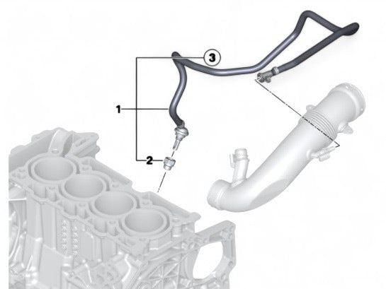 Mini Cooper S N18 Crankcase Vent Pipe Hose 11157632333 2011-2016 R5x R6x