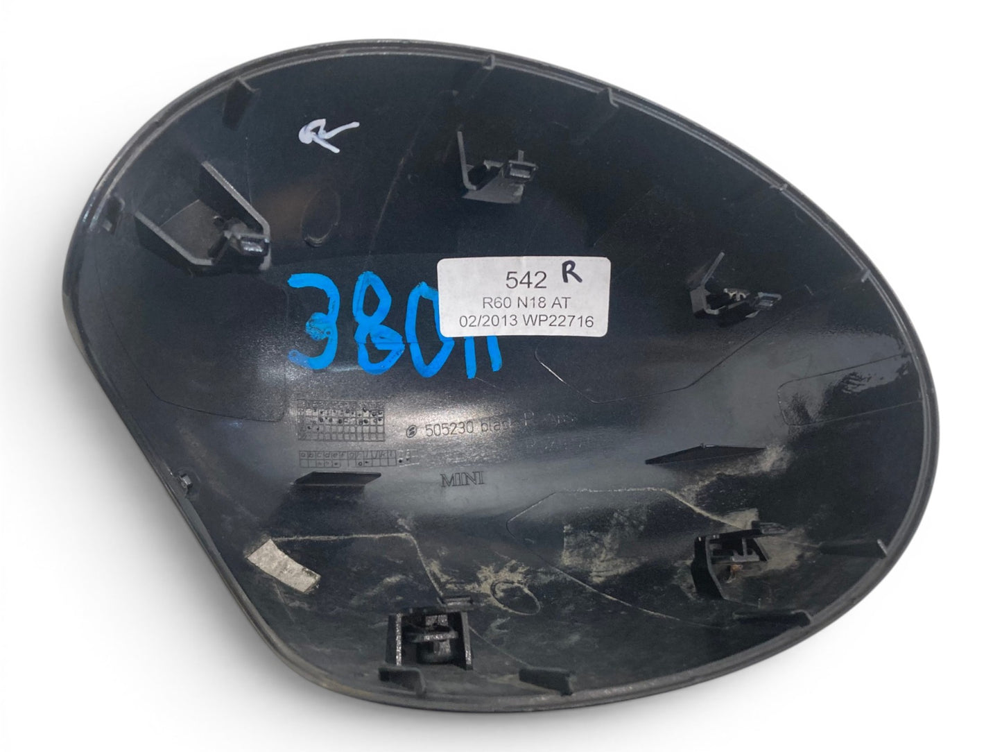 Mini Cooper Right Mirror Cap w/o Power Fold Absolute Black 51162754914 07-16 R5x R6x 542