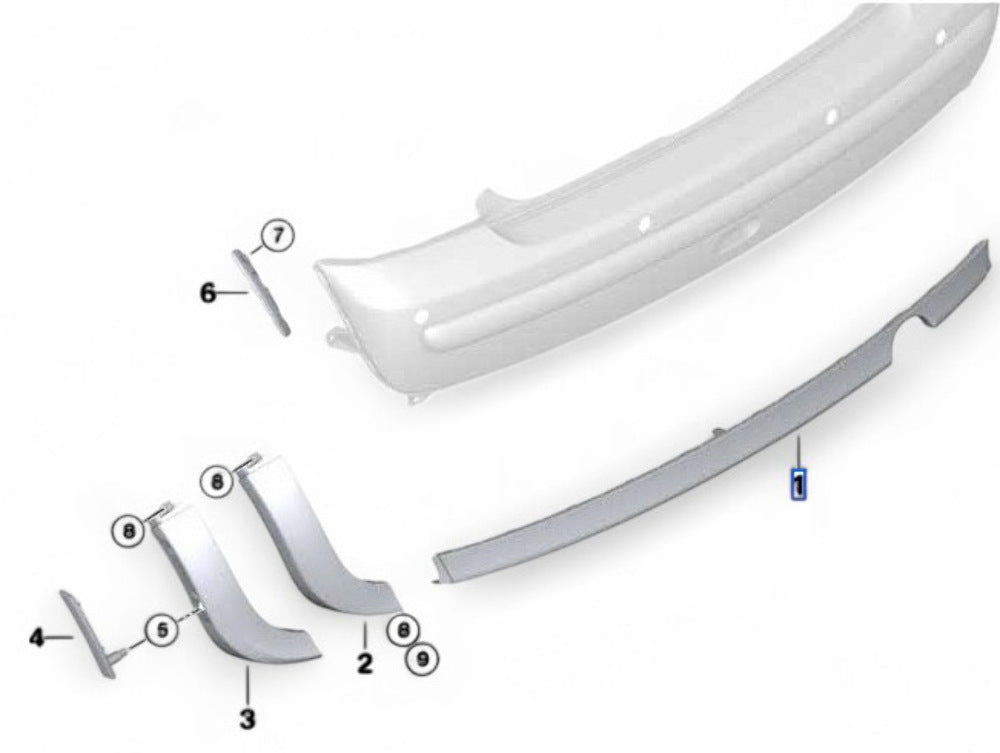 Mini Cooper Base Rear Bumper Center Spoiler New OEM 51126800209 2002-2004 R50