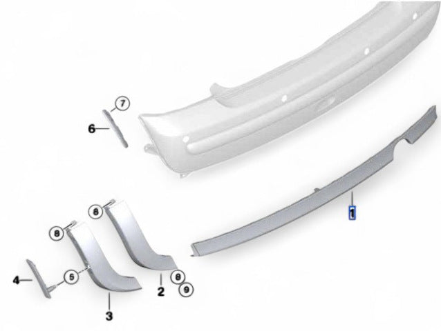 Mini Cooper Base Rear Bumper Center Spoiler New OEM 51126800209 2002-2004 R50