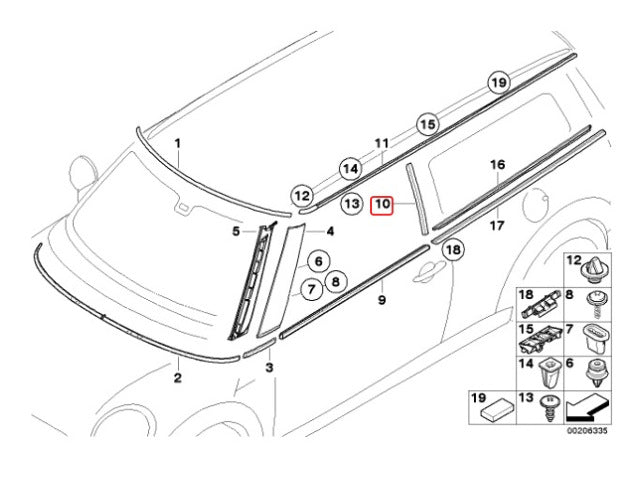 Mini Cooper Clubman Left B Column Cover Pillar Trim Black 51137169433 08-14 R55
