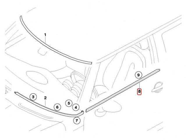 Mini Cooper Left Door Belt Line Trim Chrome 51337071669 02-08 R50 R52 R53