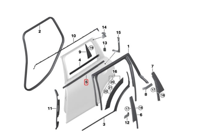Mini Cooper Left Rear Door Belt Line Trim New OEM 51357473261 F54