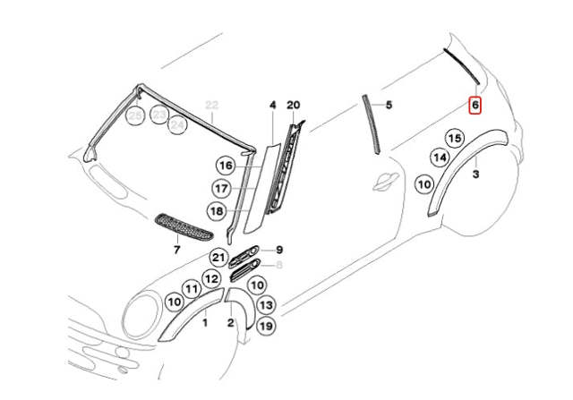 Mini Cooper Hatchback Left Column D Glass Trim 51367037401 02-06 R50 R53