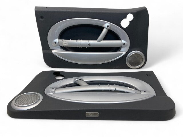 Mini Cooper Door Panels Panther Black w/ Silver Trim H/K 05-08 R50 R52 R53 513