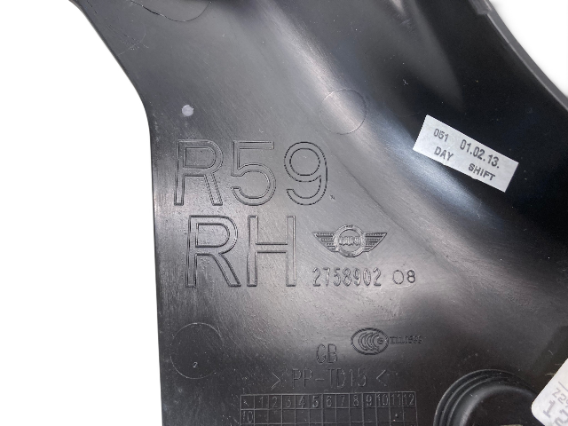 Mini Cooper Right Rear Lateral Trim Panel 51432758902 12-15 R59