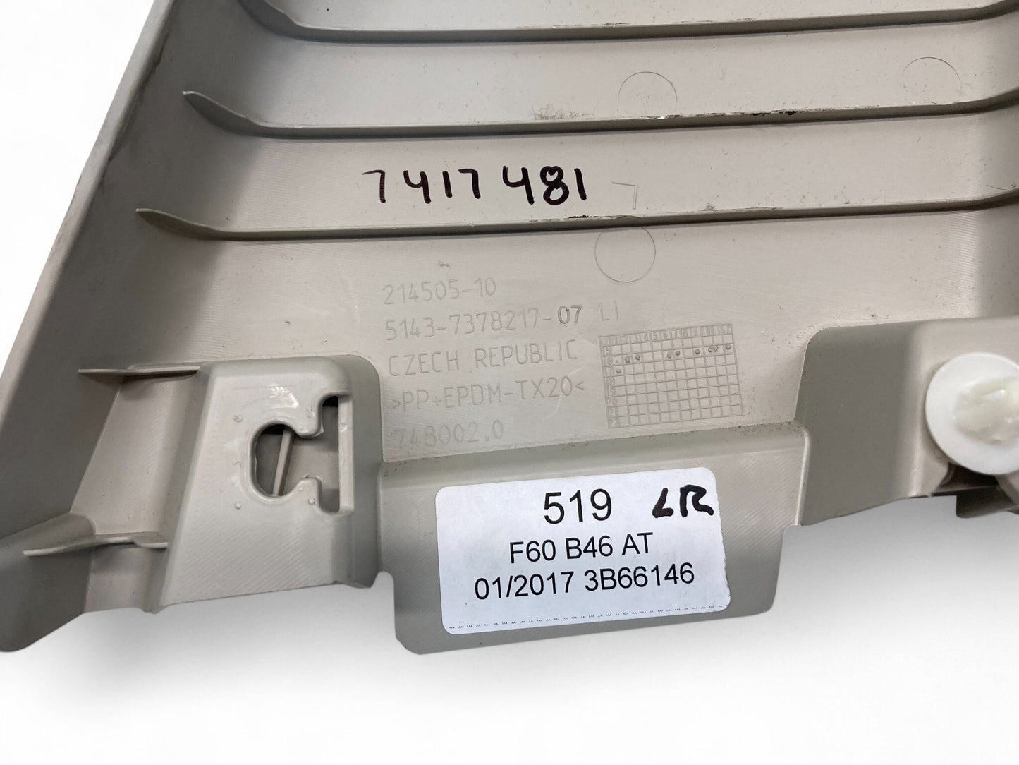 Mini Countryman Right Interior Upper B Column Cover Grey 51437417482 17-24 F60