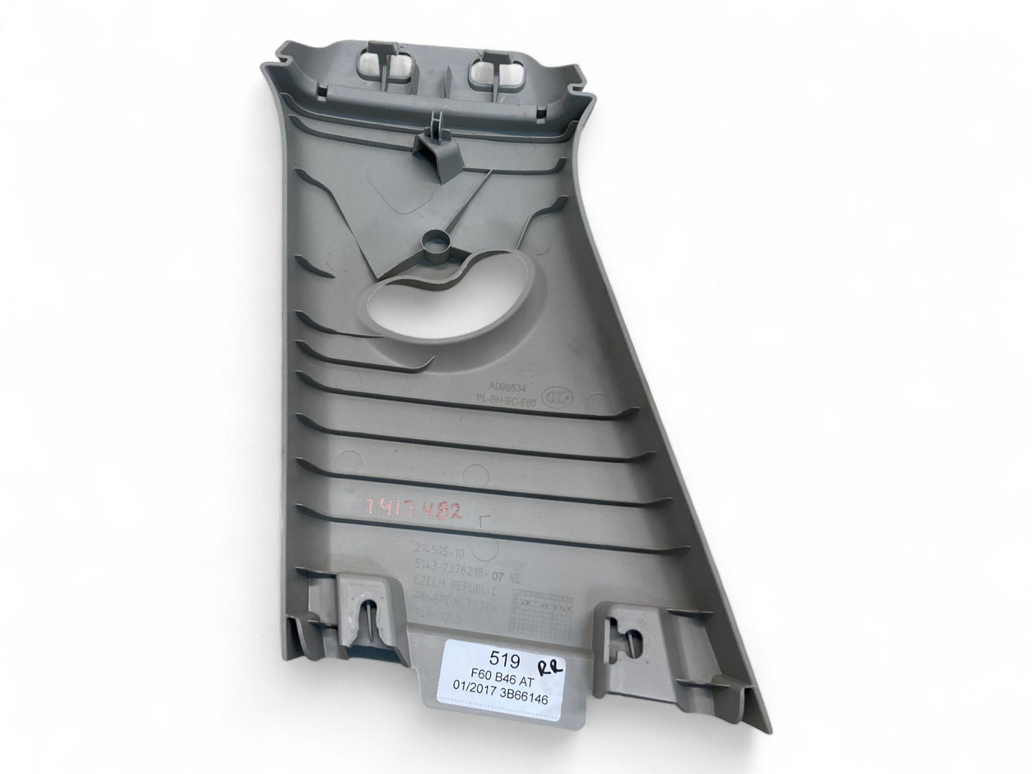 Mini Countryman Right Interior Upper B Column Cover Grey 51437417482 17-24 F60