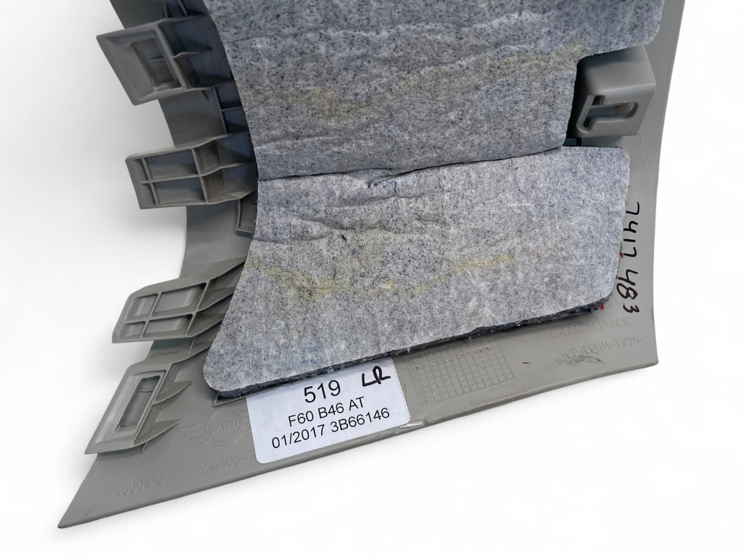 Mini Countryman Left Rear Interior D Column Cover Grey 51437417483 17-24 F60