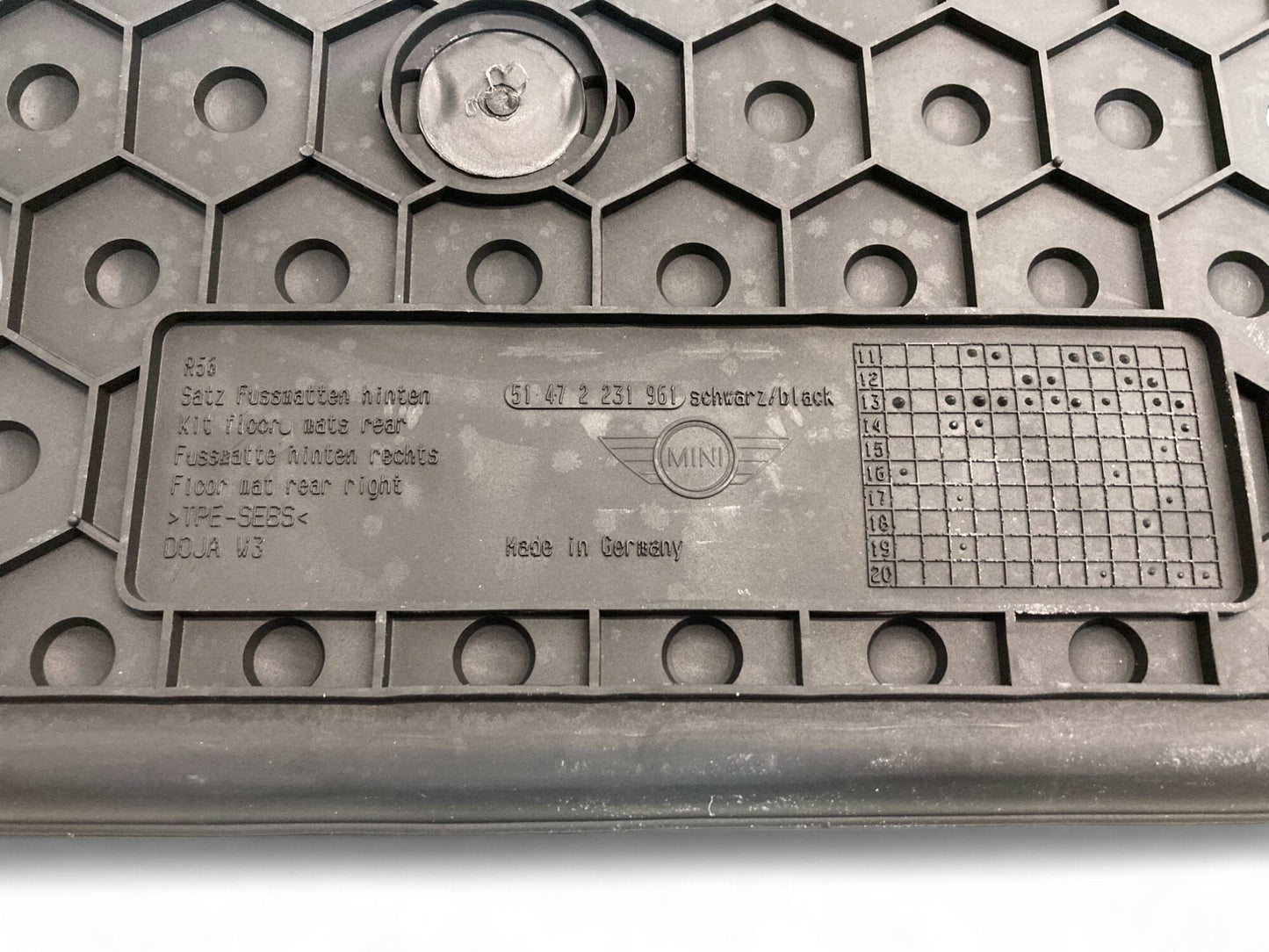 Mini Cooper Hatchback Rear Rubber Floormats NEW OEM 51472231961 2007-2013 R56