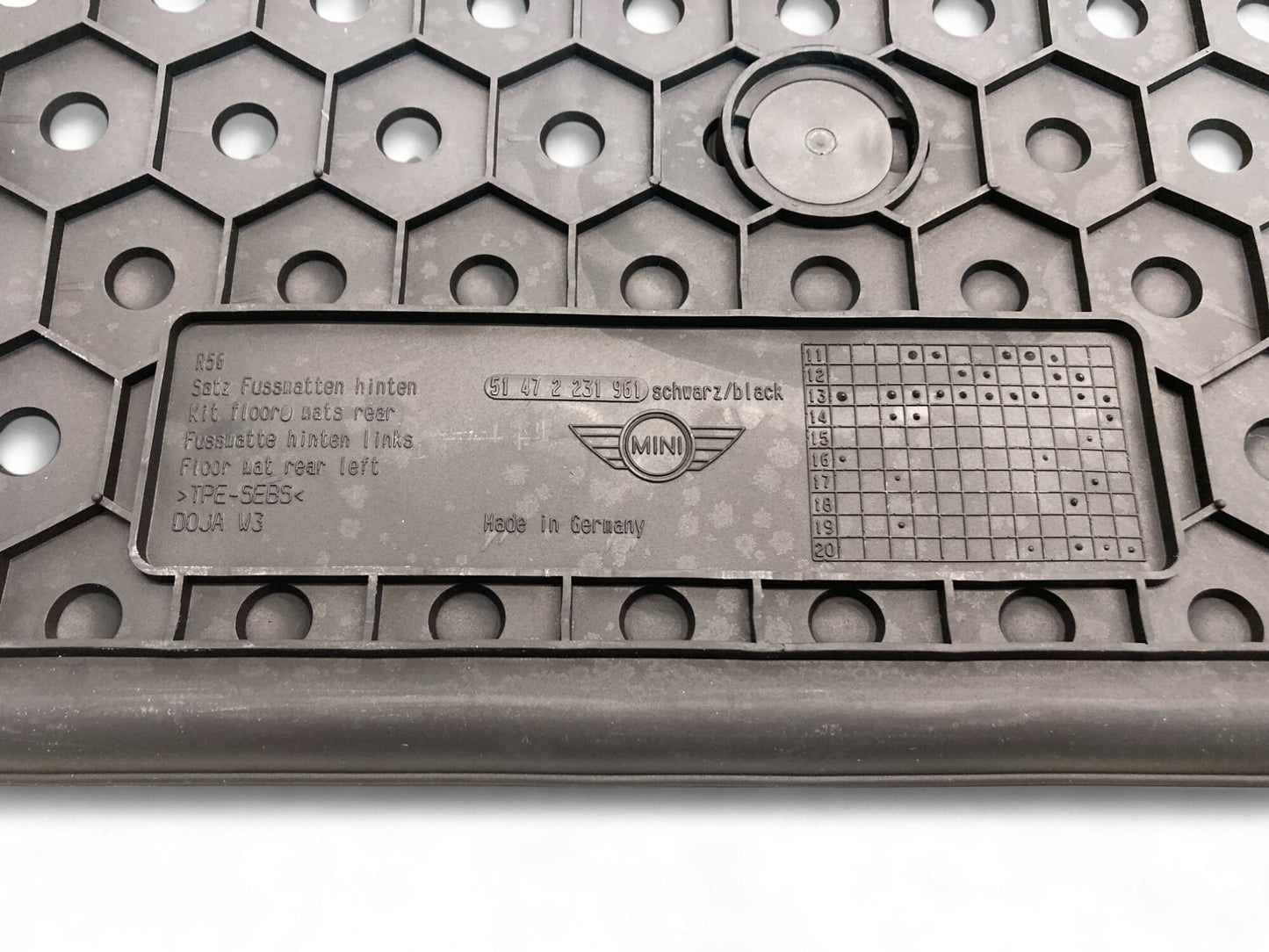 Mini Cooper Hatchback Rear Rubber Floormats NEW OEM 51472231961 2007-2013 R56