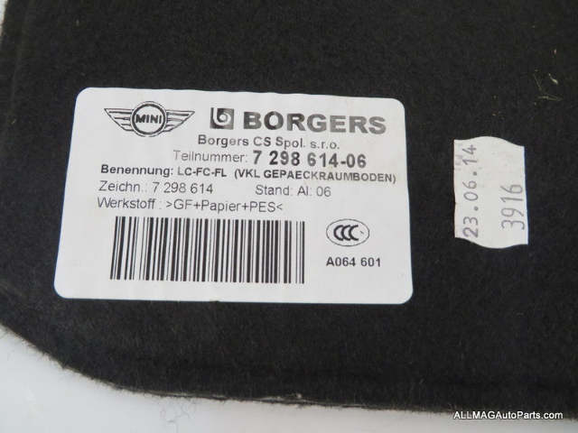 Mini Cooper Trunk Floor Trim Panel Cover 51477298614 F56 F57