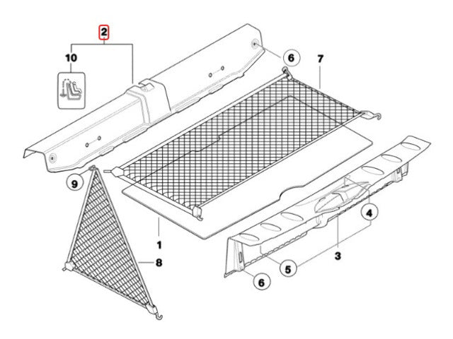Mini Cooper Rear Cross Member Trunk Trim Panel 51477298586 F55 F56