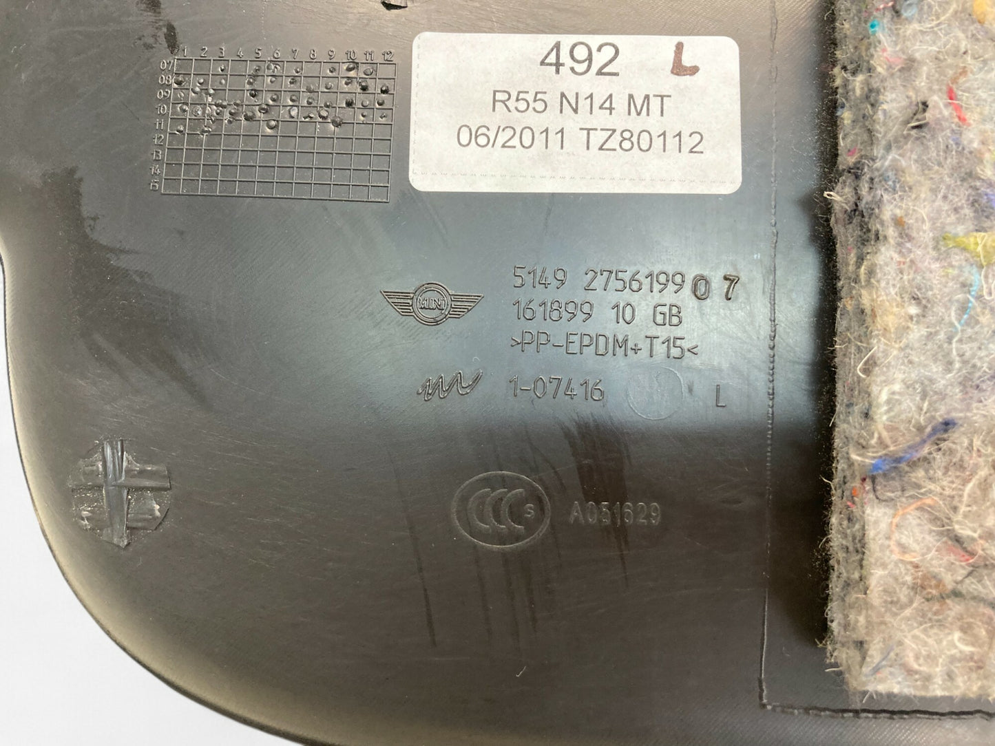 Mini Cooper Clubman Left Rear Door Trim Panel 51492756199 2008-2014 R55 507