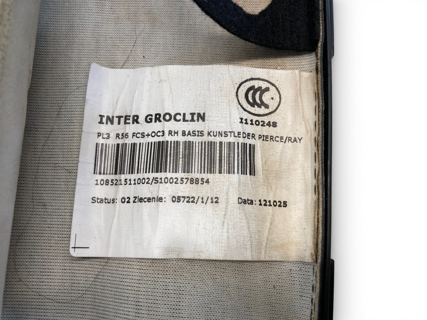 Mini Cooper Right Lower Seat Cushion K9E1 Non-Heated 07-15 R5x 528