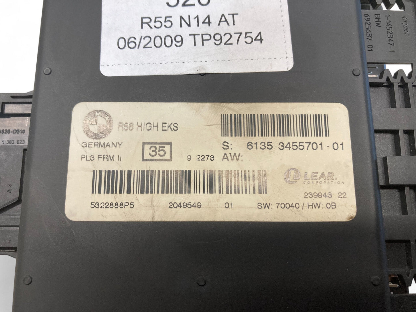 Mini Cooper Cabrio Footwell Control Module FRM 2 61353455701 09-10 R55 520