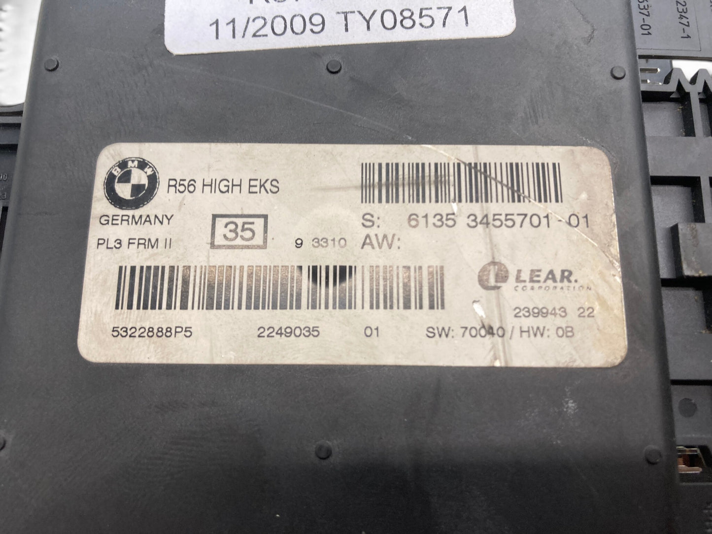 Mini Cooper Cabrio Footwell Control Module FRM 2 61353455701 09-10 R57 541