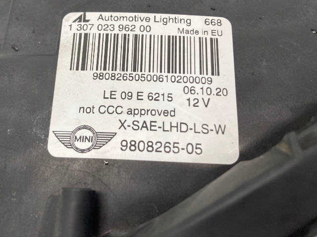 Mini Cooper Left Black Bi-Xenon Headlight 63129808265 2011-2016 R60 R61 550