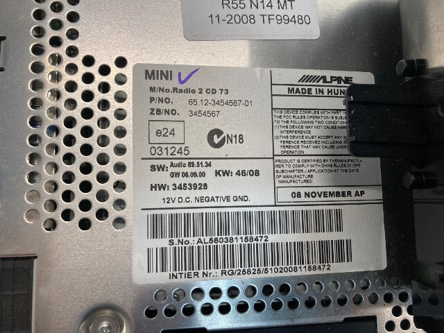 Mini Cooper Radio Boost CD 65123455540 07-10 R55 R56 R57 480