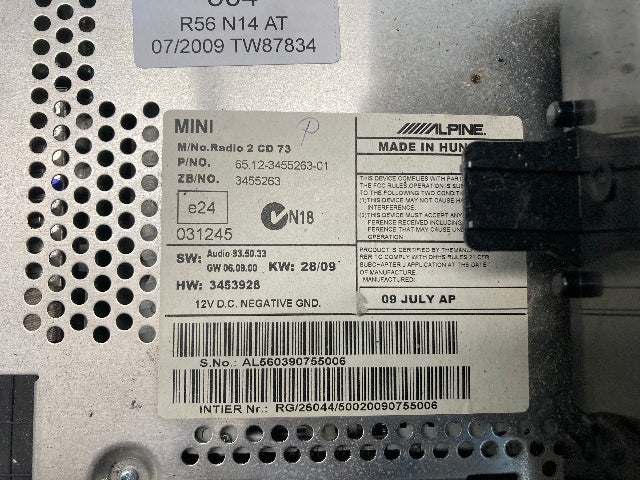 Mini Cooper Radio Boost CD 65123455540 07-10 R55 R56 R57 514