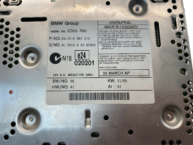 Mini Cooper Radio AM FM CD Boost OEM 65126977697 2002-2008 R50 R52 R53