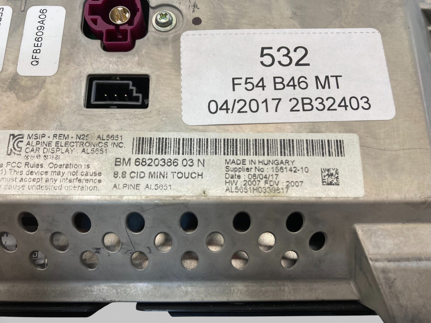 Mini Cooper Central Information Touch Display 8.8" 65506820386 16-19 F5x F60