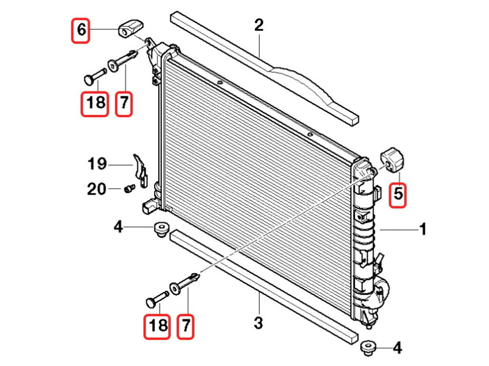 Mini Cooper Radiator Mounting Rubber and Hardware Set NEW OEM 02-08 R50 R52 R53