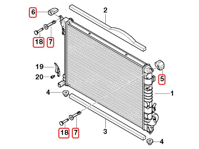 Mini Cooper Radiator Mounting Rubber and Hardware Set NEW OEM 02-08 R50 R52 R53