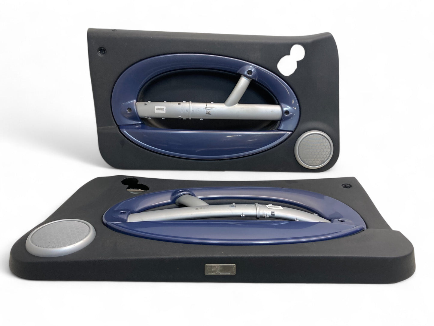 Mini Cooper Door Panels Panther Black w/Cool Blue Trim 2005-2008 R50 R52 R53 493