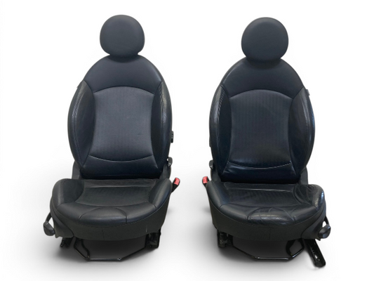 Mini Cooper Front Sports Leather Seats Punch Carbon Black T8E1 Heated 07-14 R5x 547