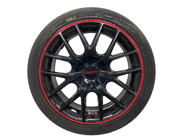 Touren TR60 17" Gloss Black w/ Red Ring Wheel Set 4x100/4x114.3 02-15 R5x 556