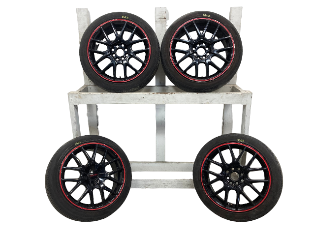 Touren TR60 17" Gloss Black w/ Red Ring Wheel Set 4x100/4x114.3 02-15 R5x 556