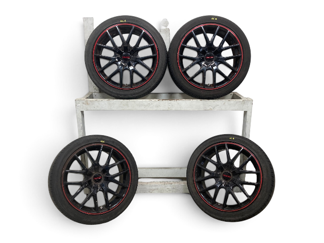 Touren TR60 18" Gloss Black w/ Red Ring Wheel Set 5x112/5x120 R6x F5x F6x U25 GC
