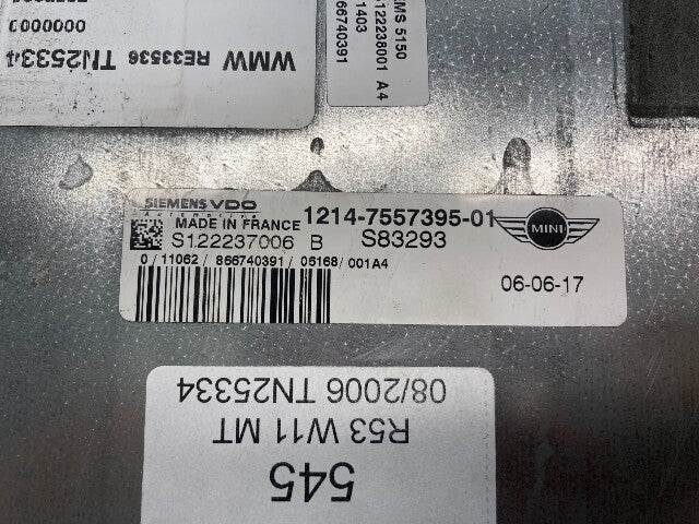 Mini Cooper S DME and Key Set Manual W11 12147557395 2005-2008 R53 R52 545