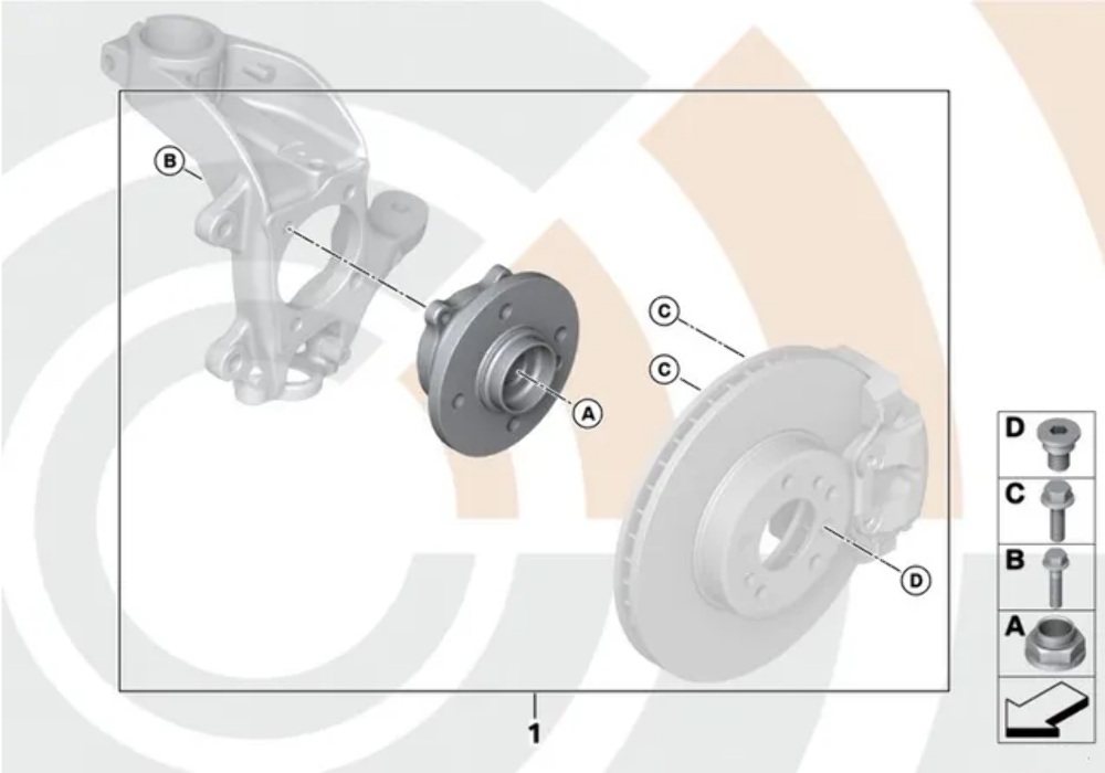 Mini Cooper Front Wheel Hub and Bearing Service Kit New OEM 31222361234 07-15 R5