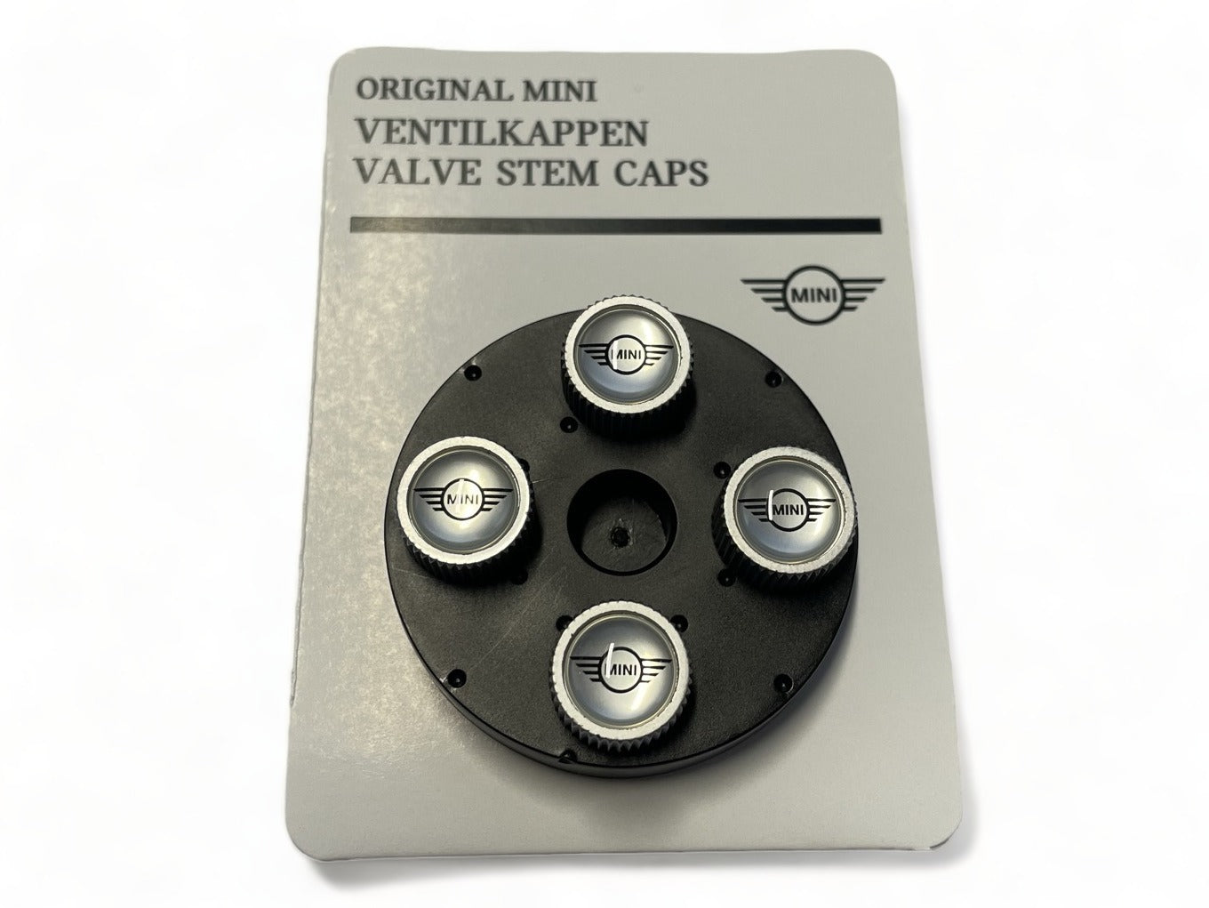 Mini Cooper Emblem Logo Silver Valve Stem Caps - Set of 4 NEW OEM 36110429651
