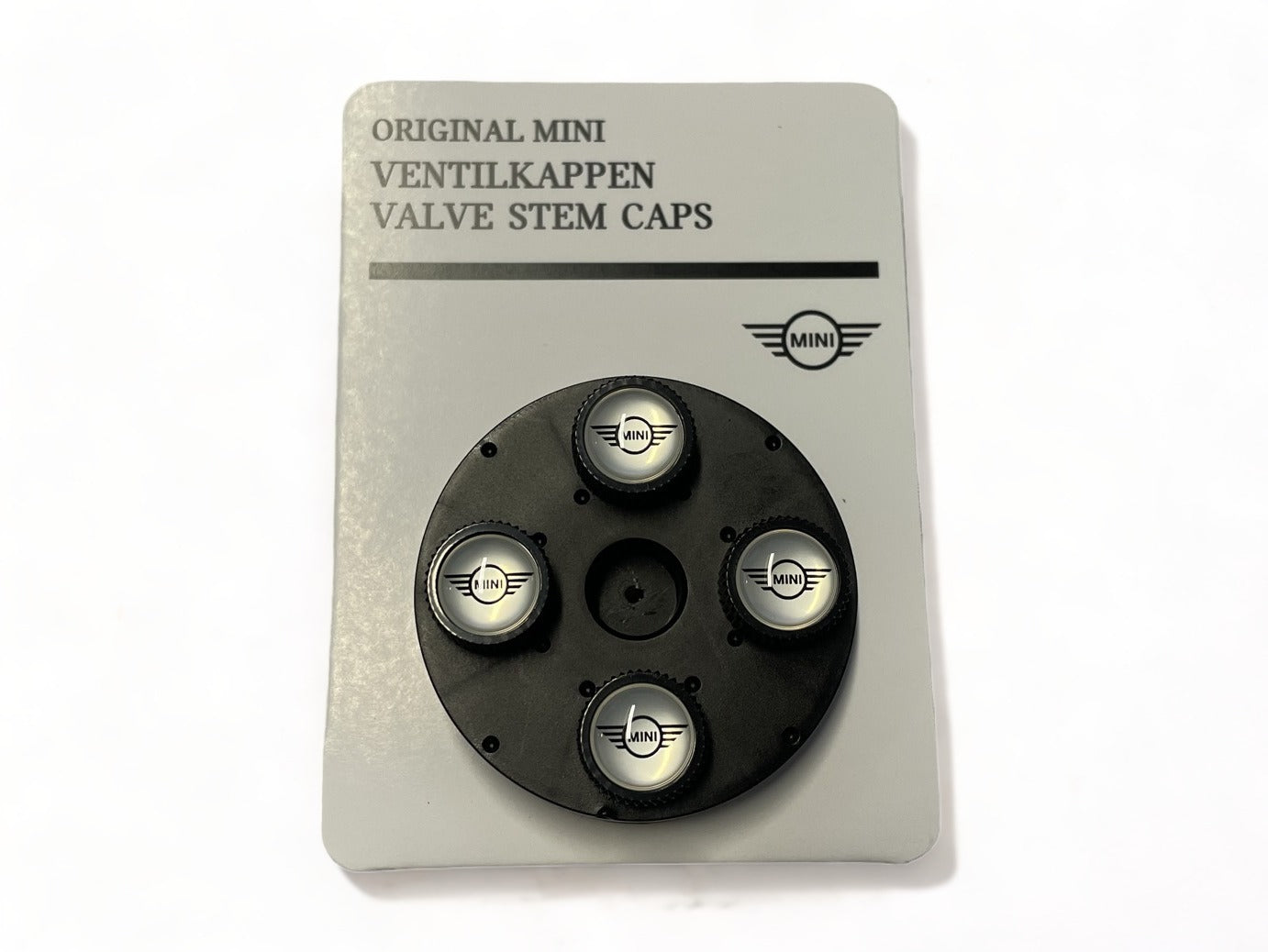 Mini Cooper Emblem Logo Black Valve Stem Caps - Set of 4 NEW OEM 36110429653