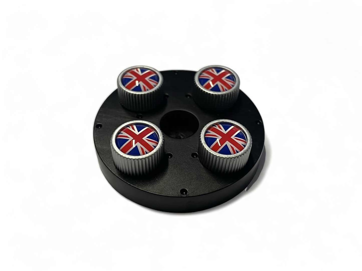 Mini Cooper Union Jack Logo Silver Valve Stem Caps - Set of 4 NEW OEM 36110429946