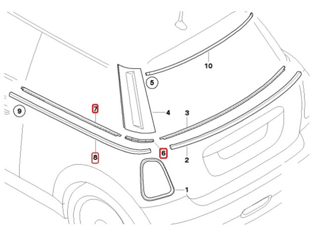 Mini Cooper Left Rear Side Quarter Trim Set Chrome New OEM 51372756101 07-13 R56