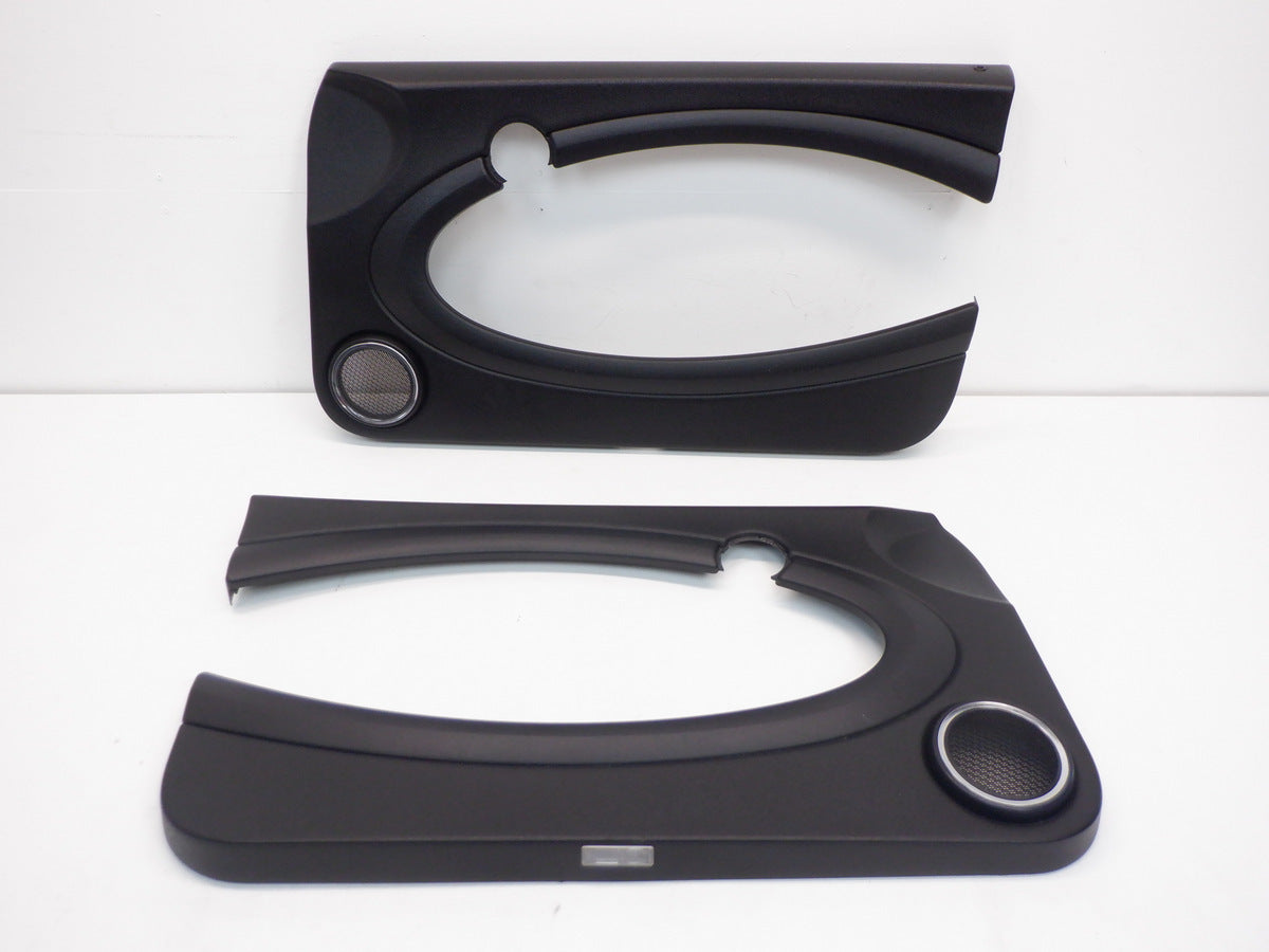 Mini Cooper Front Door Trim Panel Set Carbon Black w/ Chrome 07-13 R56 317