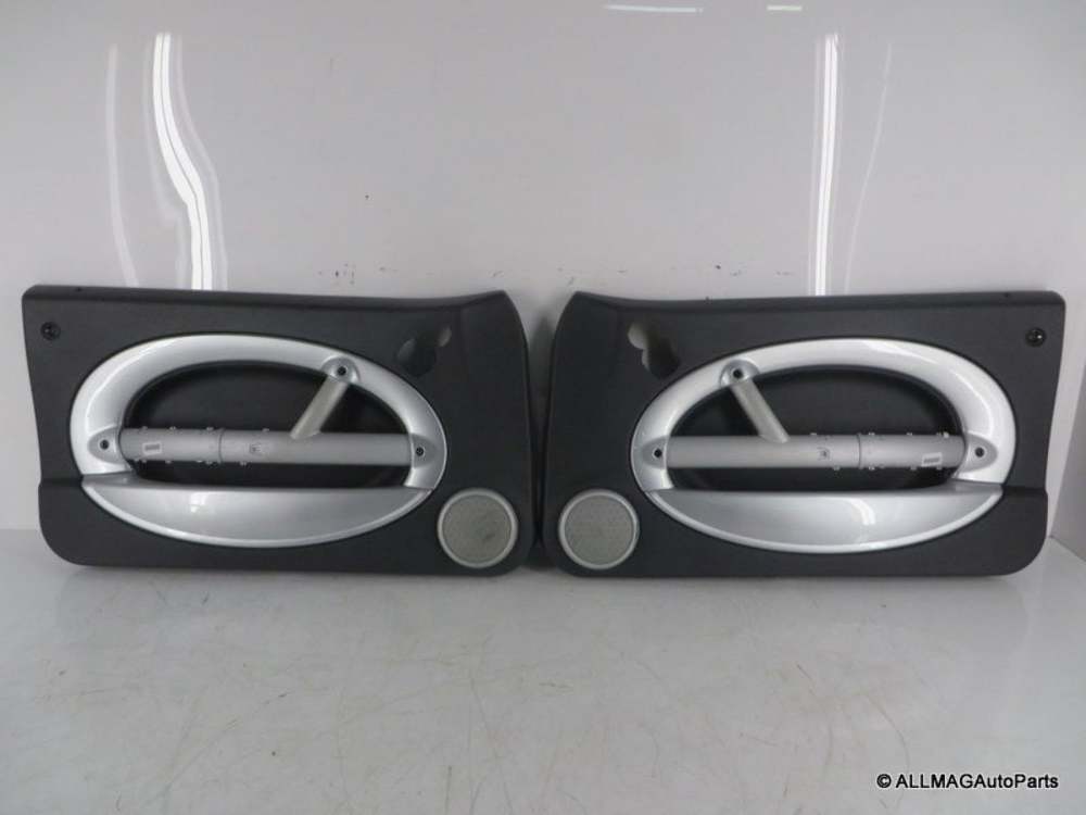 Mini Cooper Door Panel Pair Panther Black w/Silver Trim Non H/K 05-08 R50 R52 R5